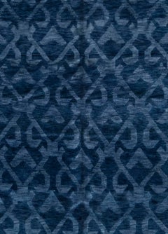Contemporary Navy Blue Handcrafted Pashmina Euro Rug by Doris Leslie Blau