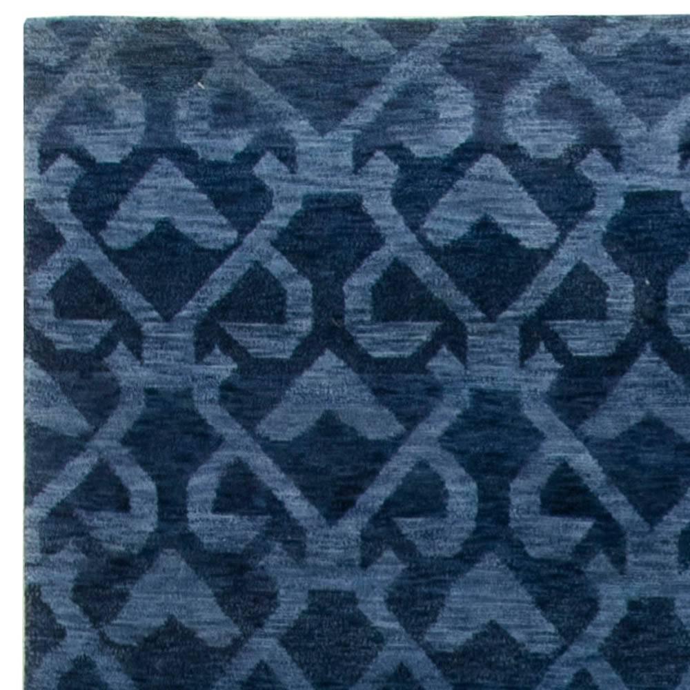 Hand-Crafted Contemporary Navy Blue Handcrafted Pashmina Euro Rug by Doris Leslie Blau For Sale
