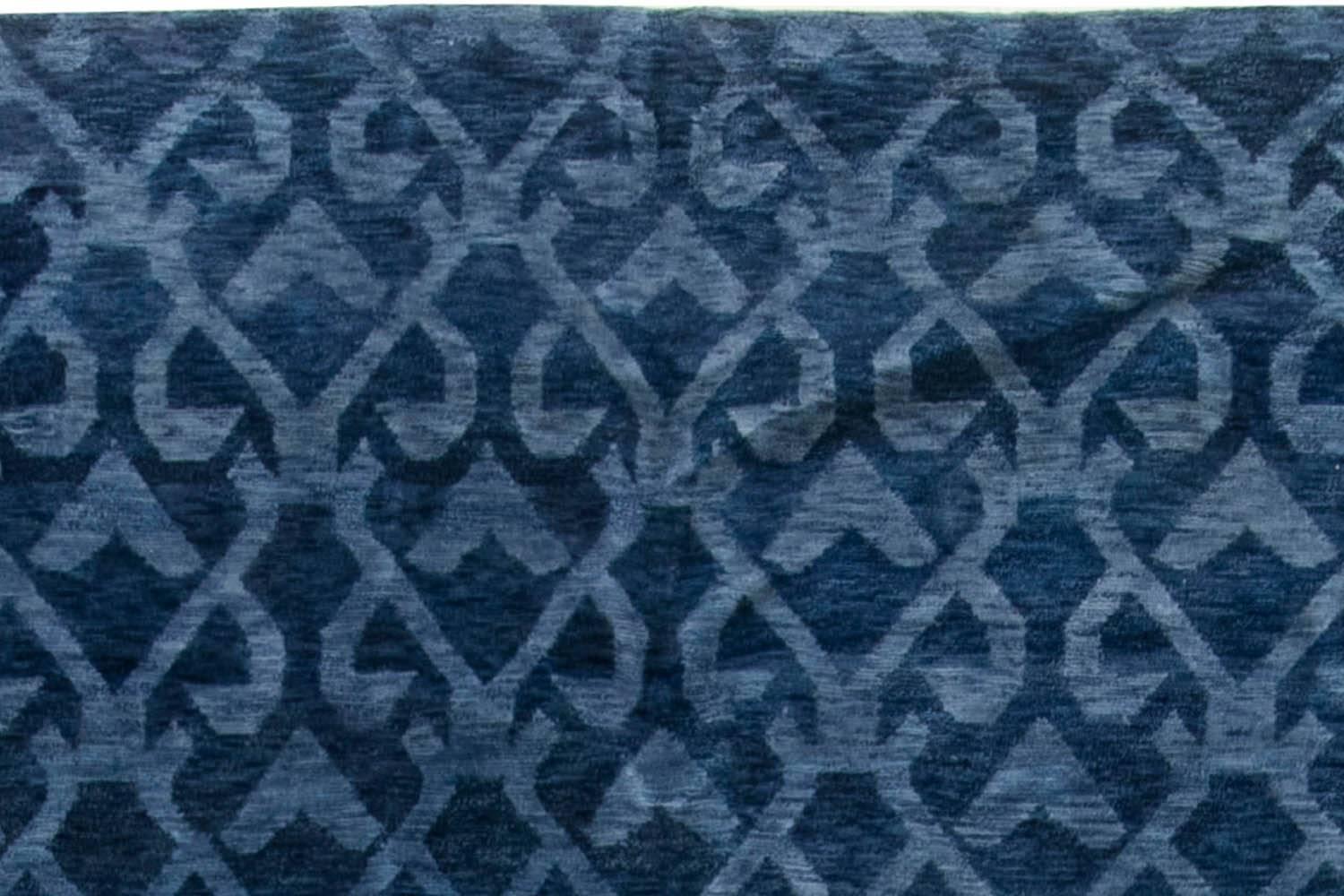 Contemporary Navy Blue Handcrafted Pashmina Euro Rug by Doris Leslie Blau In New Condition For Sale In New York, NY