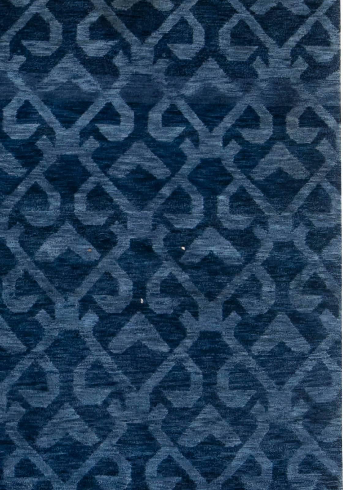 Wool Contemporary Navy Blue Handcrafted Pashmina Euro Rug by Doris Leslie Blau For Sale