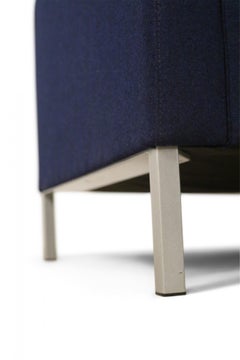 Contemporary Navy Blue Upholstered Three-Seat Sofa