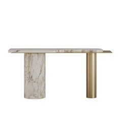 Contemporary Naya Console in Marble and Brass by Mavo Atelier, Handcrafted