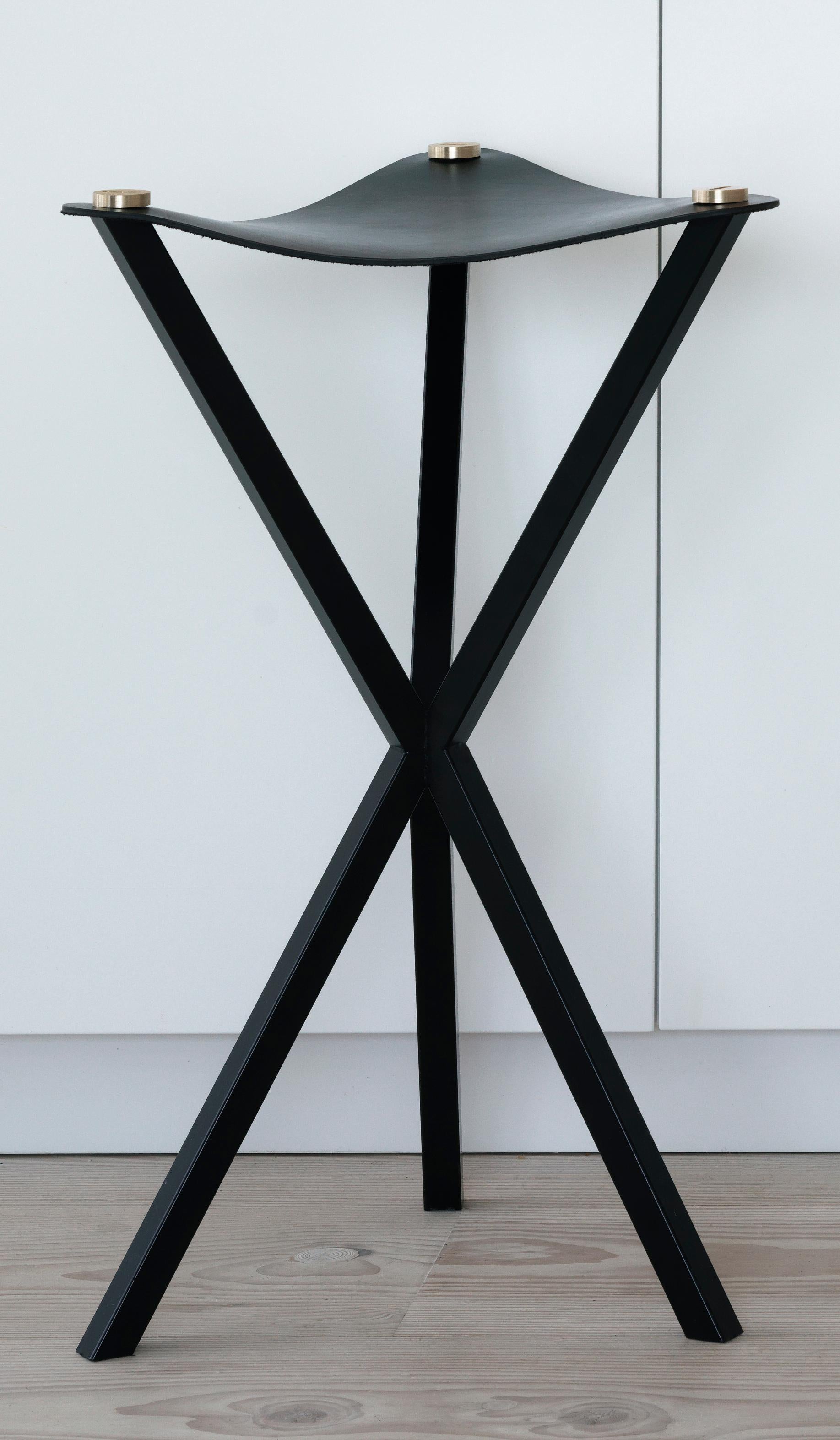 Swedish Contemporary NEB Bar Stool with Leather Seat and Metal Legs by Per Soderberg For Sale