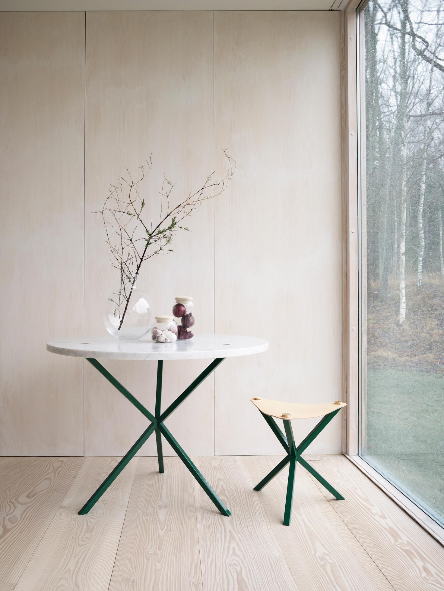 Contemporary Neb Stool with Leather Seat and Metal Legs by Per Soderberg For Sale 5