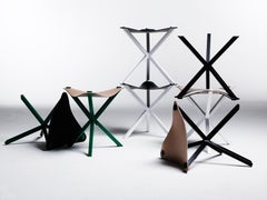Contemporary Neb Stool with Leather Seat and Metal Legs by Per Soderberg