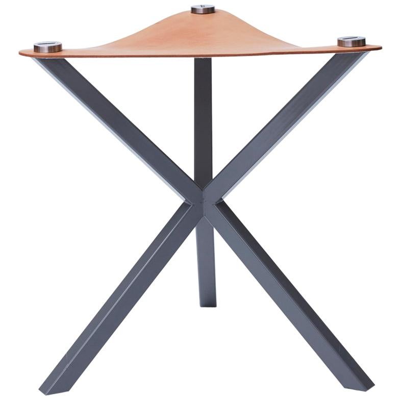 Contemporary Neb Stool with Leather Seat and Metal Legs by Per Soderberg
