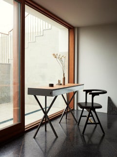 Contemporary Neb Writing Desk with Leather Top and Metal Front by Per Soderberg