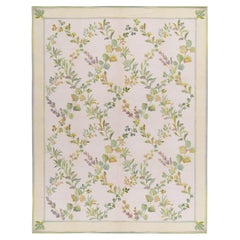 Rug & Kilim's Contemporary Needlepoint rug in Green, Golden, Lilac Florals