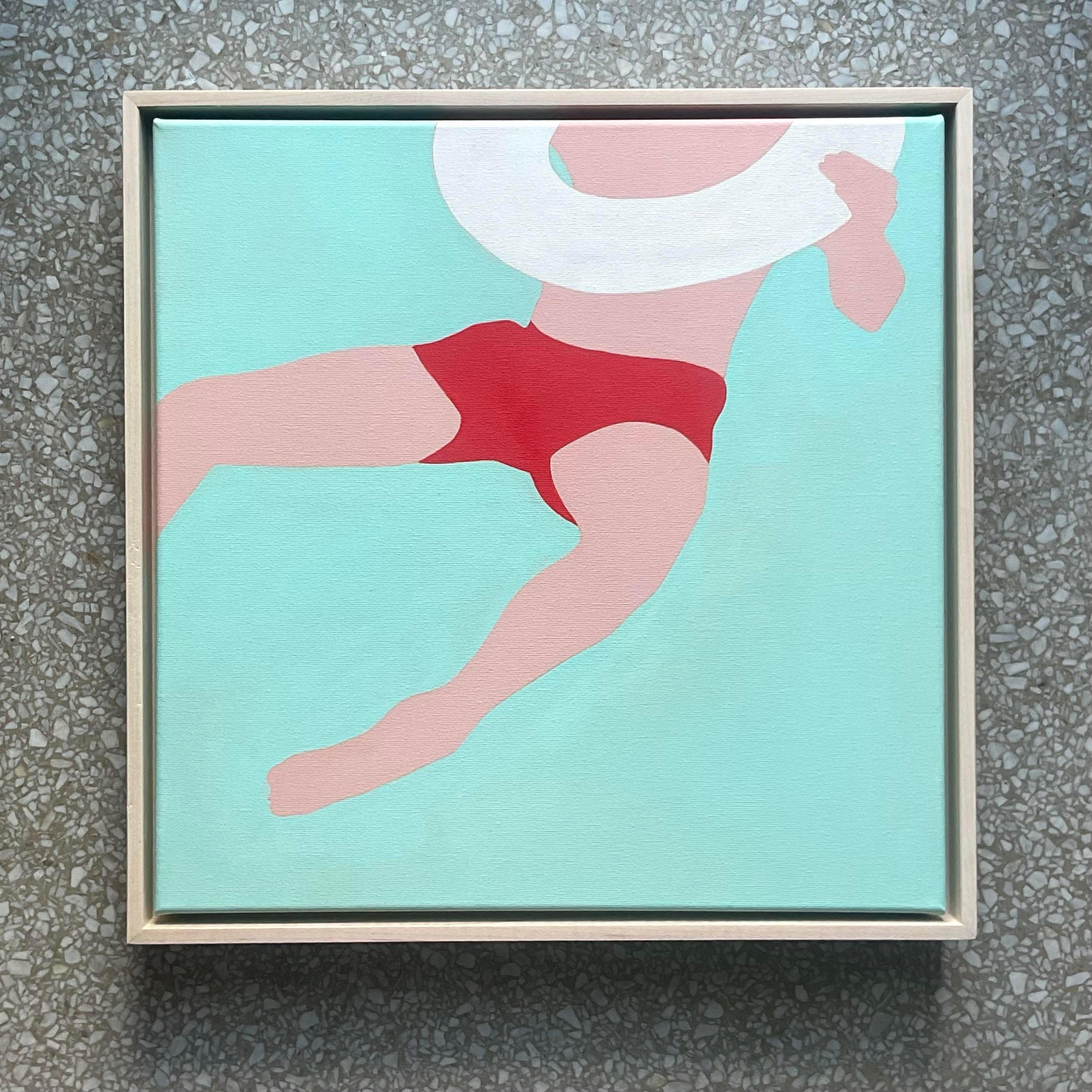 Kräftige Pinselstriche und leuchtende Farbtöne bedecken dieses neoexpressionistische Original von Melo Porter auf Leinwand. Sie verkörpern die Essenz amerikanischer künstlerischer Innovation mit einem klaren, modernen Twist. Erworben aus einem