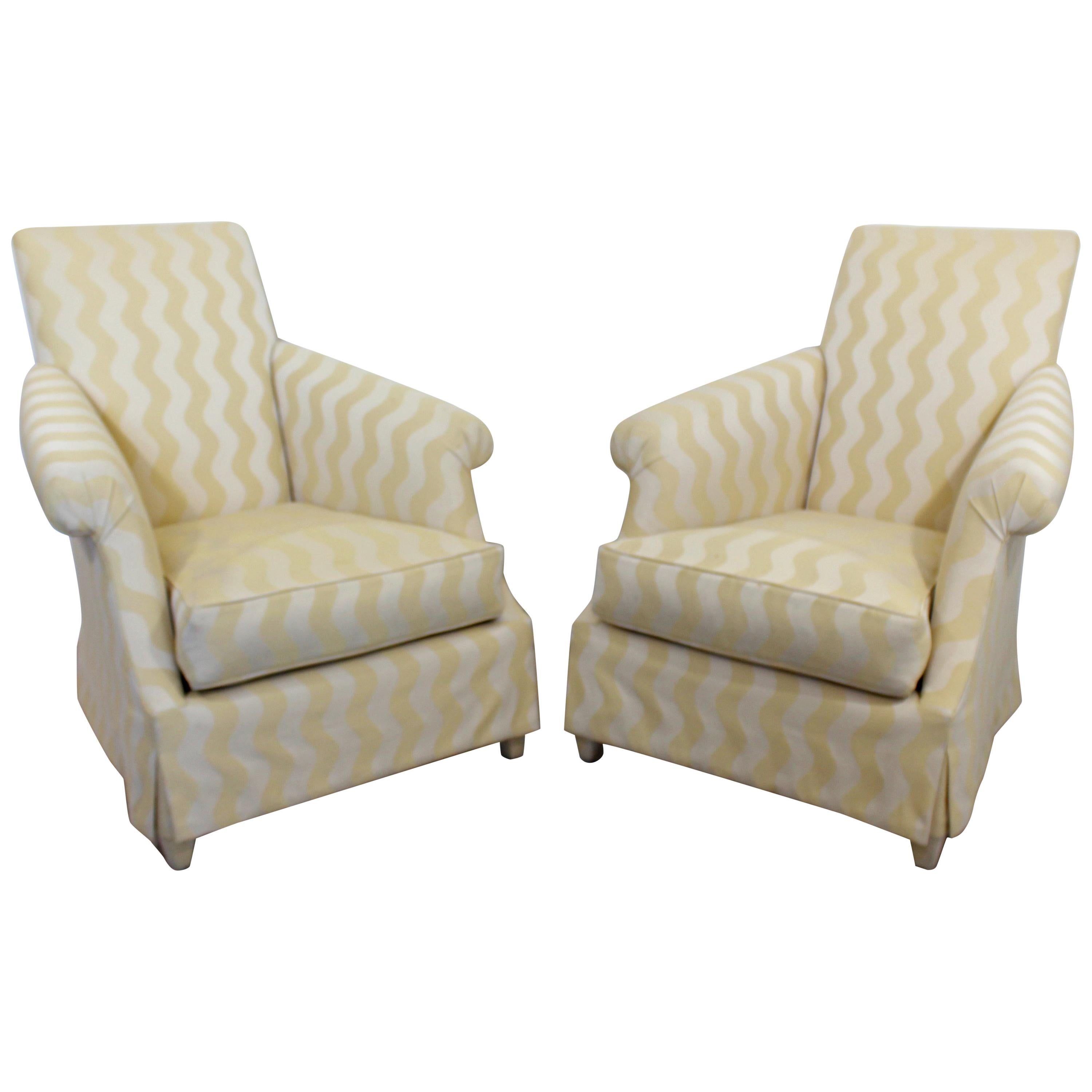 Contemporary Neoclassical Pair of Club Lounge Accent Armchairs by Donghia