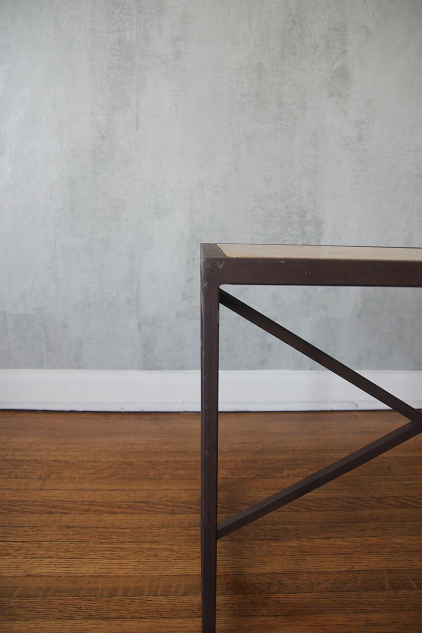Contemporary Neoclassical Side Table with Stone Top For Sale 5