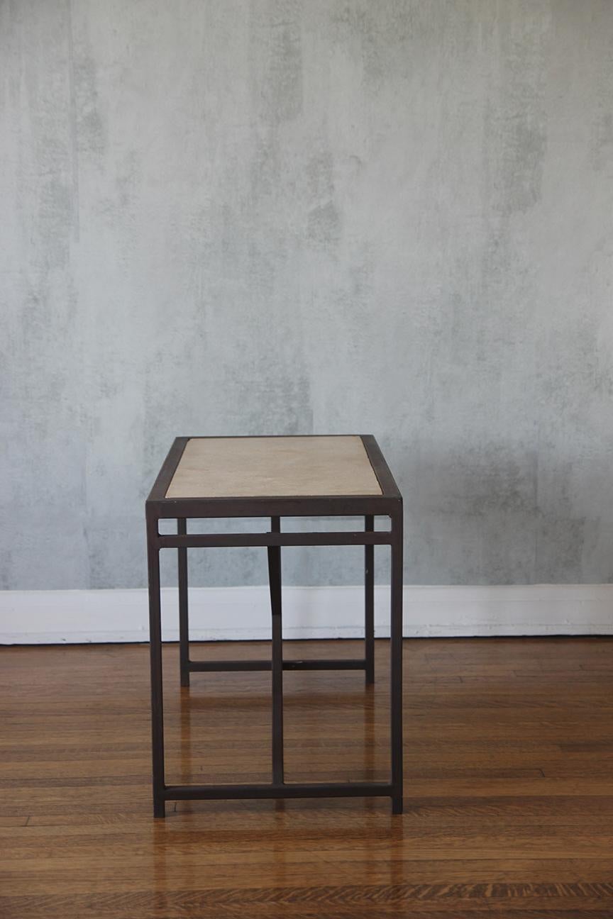 Contemporary Neoclassical Side Table with Stone Top In Good Condition For Sale In Los Angeles, CA