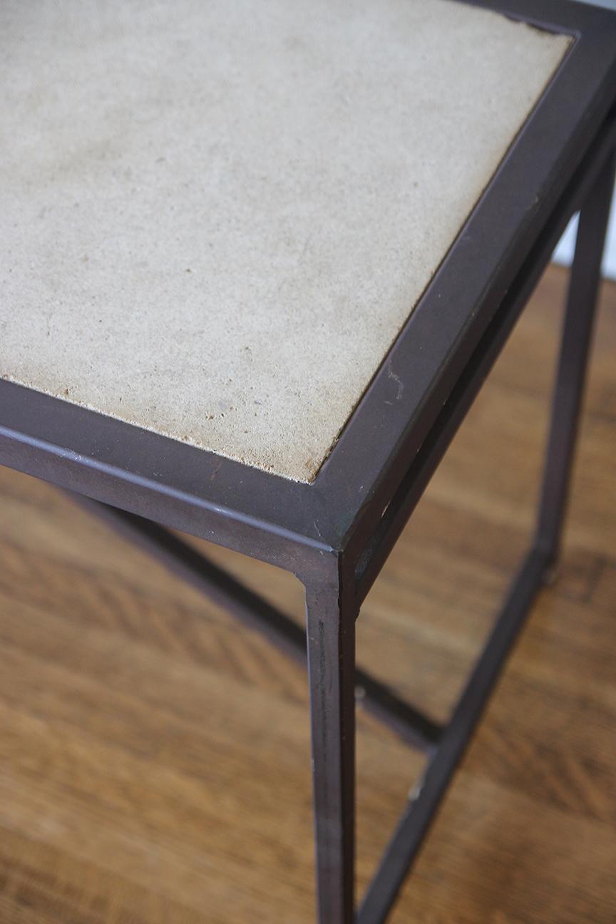 Contemporary Neoclassical Side Table with Stone Top For Sale 1