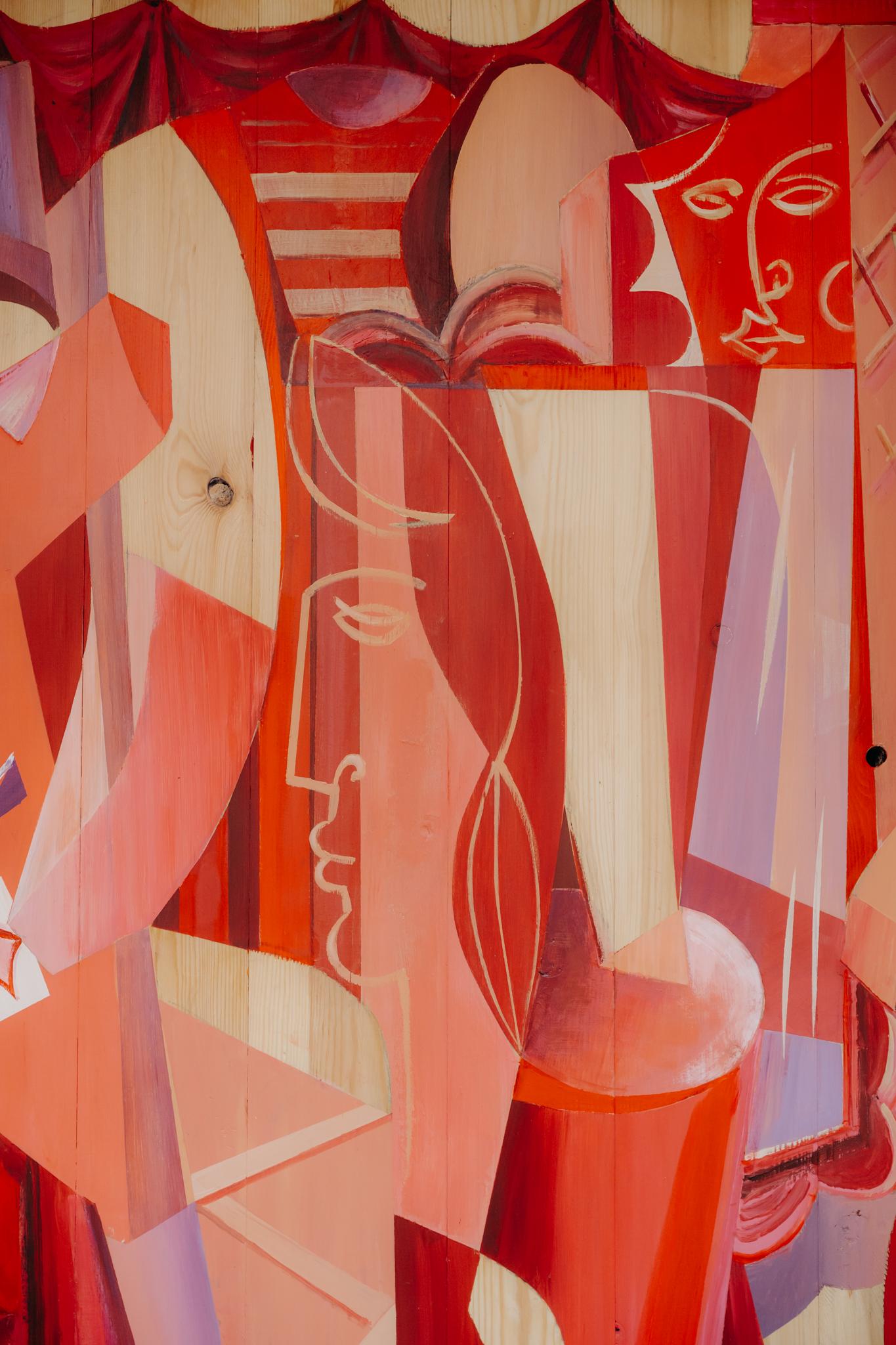 contemporary neocubist/neomodernist painting ... acryl on wood In New Condition For Sale In Brecht, BE