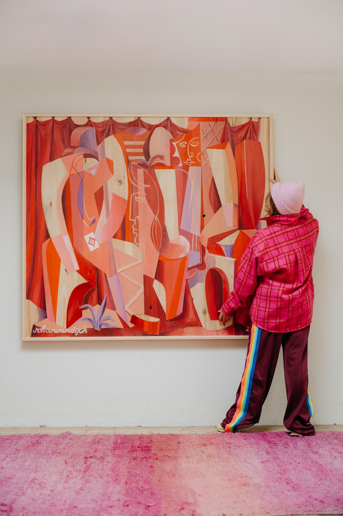 Contemporary contemporary neocubist/neomodernist painting ... acryl on wood For Sale