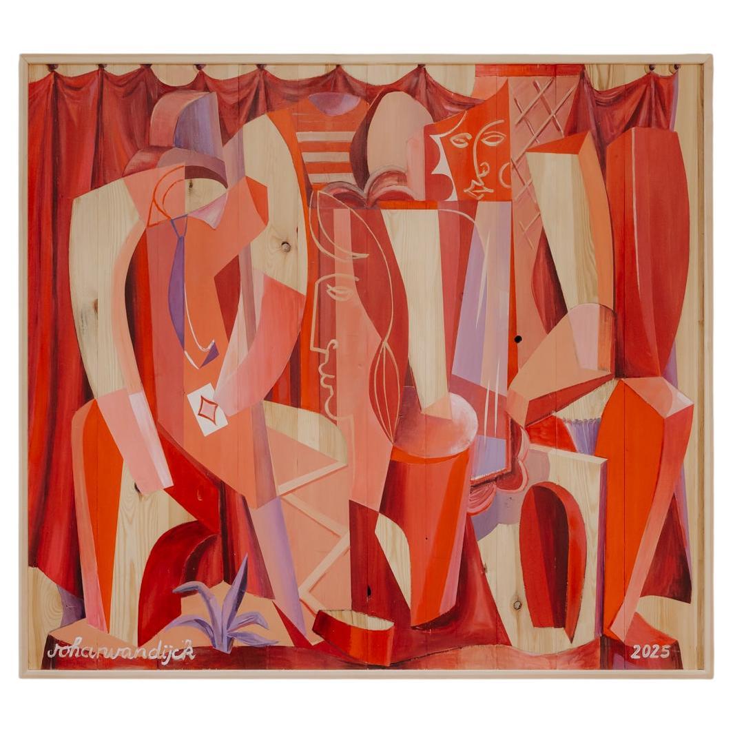 contemporary neocubist/neomodernist painting ... acryl on wood For Sale