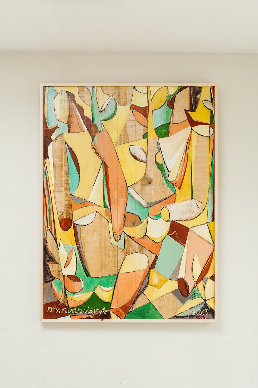 contemporary neomodernist/neocubist painting on wood ... In New Condition For Sale In Brecht, BE