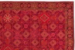 Contemporary Aubusson Handmade Wool Rug In Pink With Allover Design