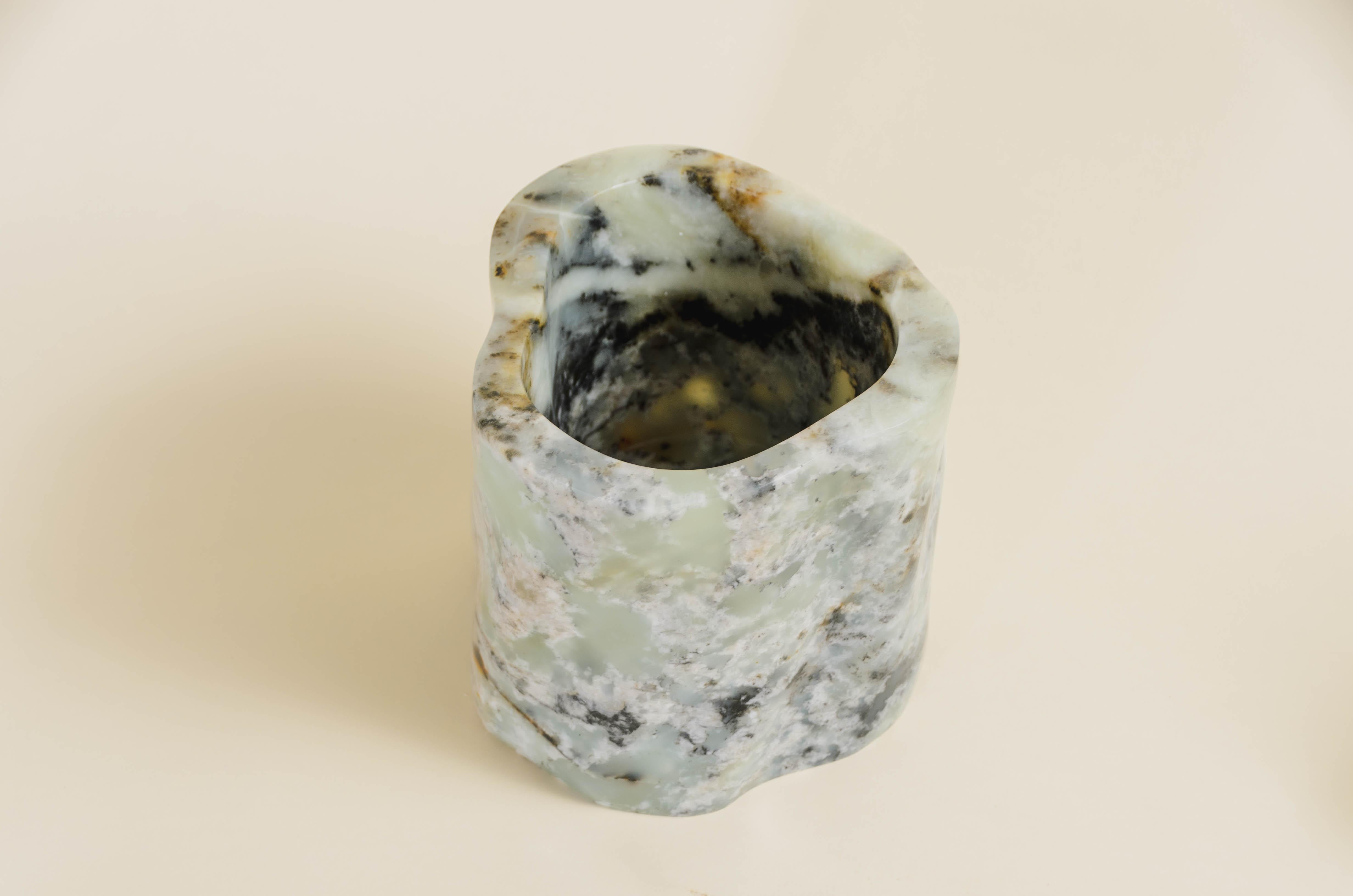 Modern Contemporary Nephrite Jade Brush Pot 'Large' by Robert Kuo, Limited Edition For Sale