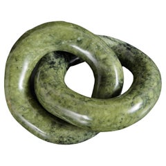 Contemporary Nephrite Jade Double Ring Link Sculpture by Robert Kuo