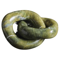 Contemporary Nephrite Jade Double Ring Link Sculpture II by Robert Kuo