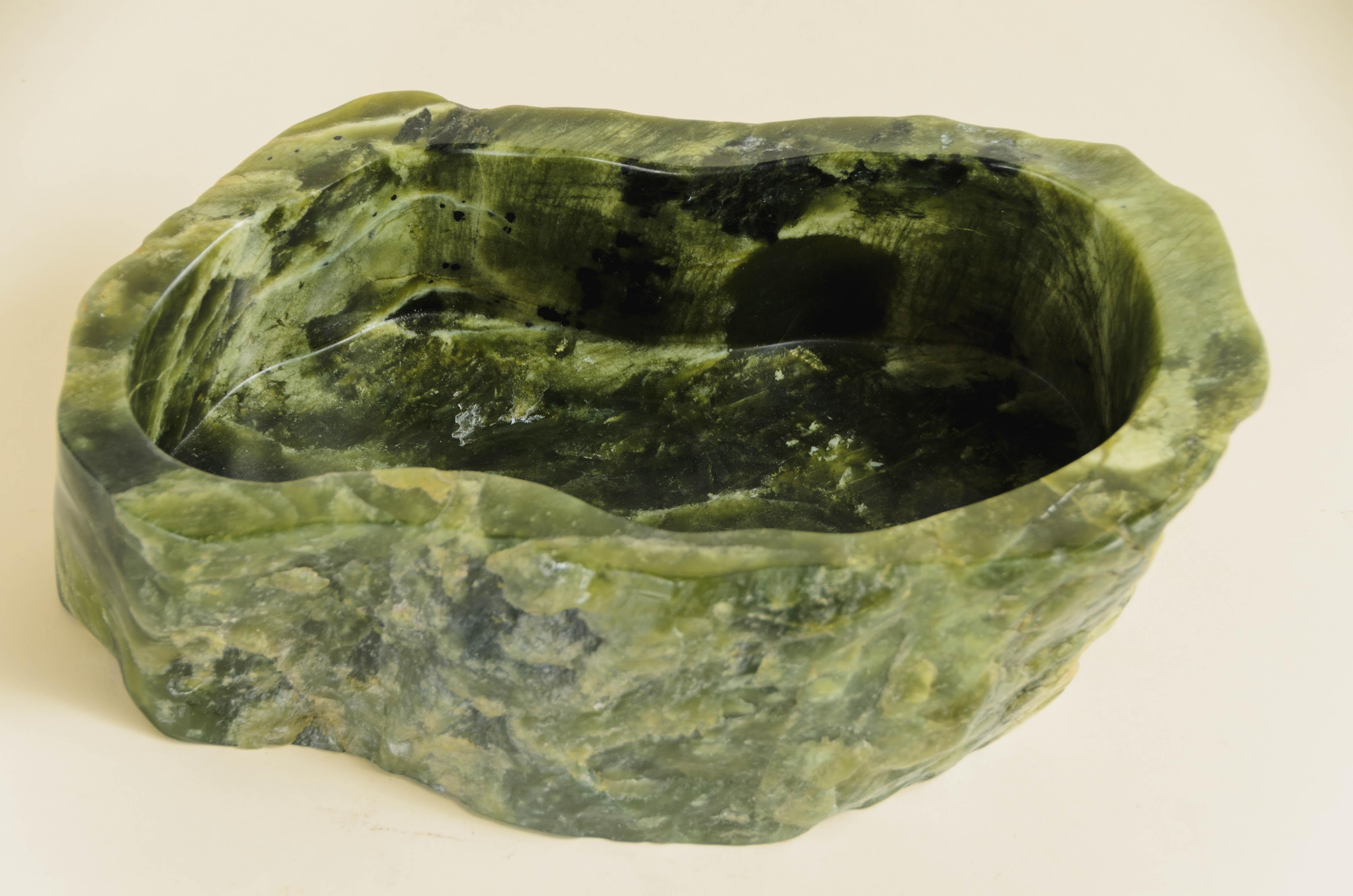 Oblong Cachepot
Nephrite Jade
Hand Carved
Limited Edition
Contemporary

Please note: Each individual jade vary in shapes and color

Known as the “Stone of Heaven,” Nephrite Jade is prized for both its aesthetic beauty and symbolic value,