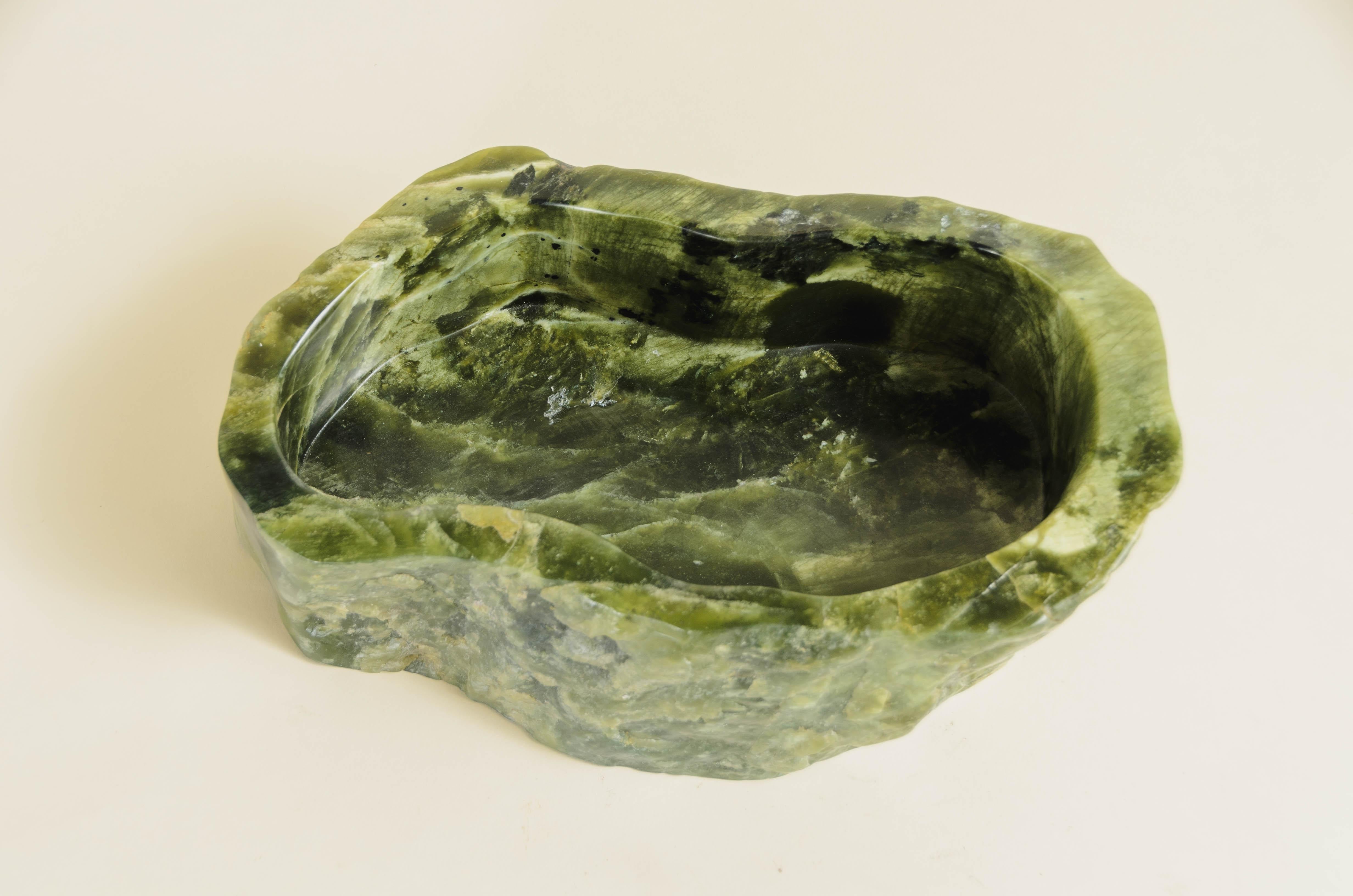 Contemporary Nephrite Jade Oblong Cachepot by Robert Kuo, Limited Edition For Sale 1