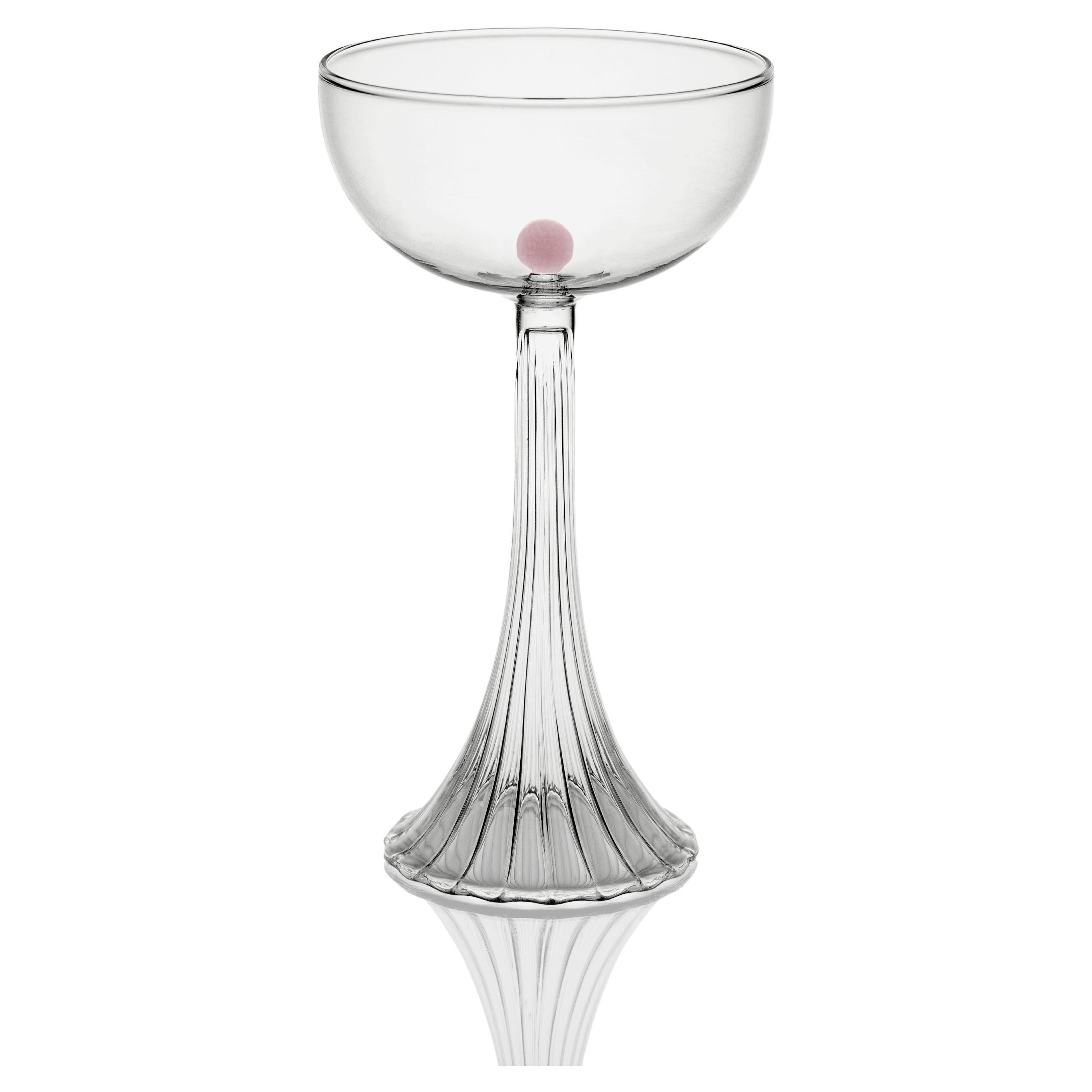 Coupe contemporaine en verre Nereida rose par Agustina Bottoni - Fait à la main en Italie