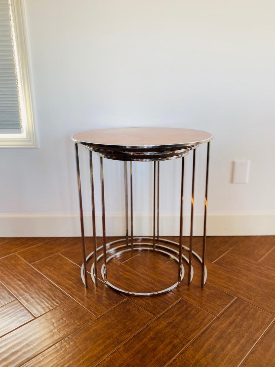 Galvanized Contemporary Nesting Side Tables For Sale