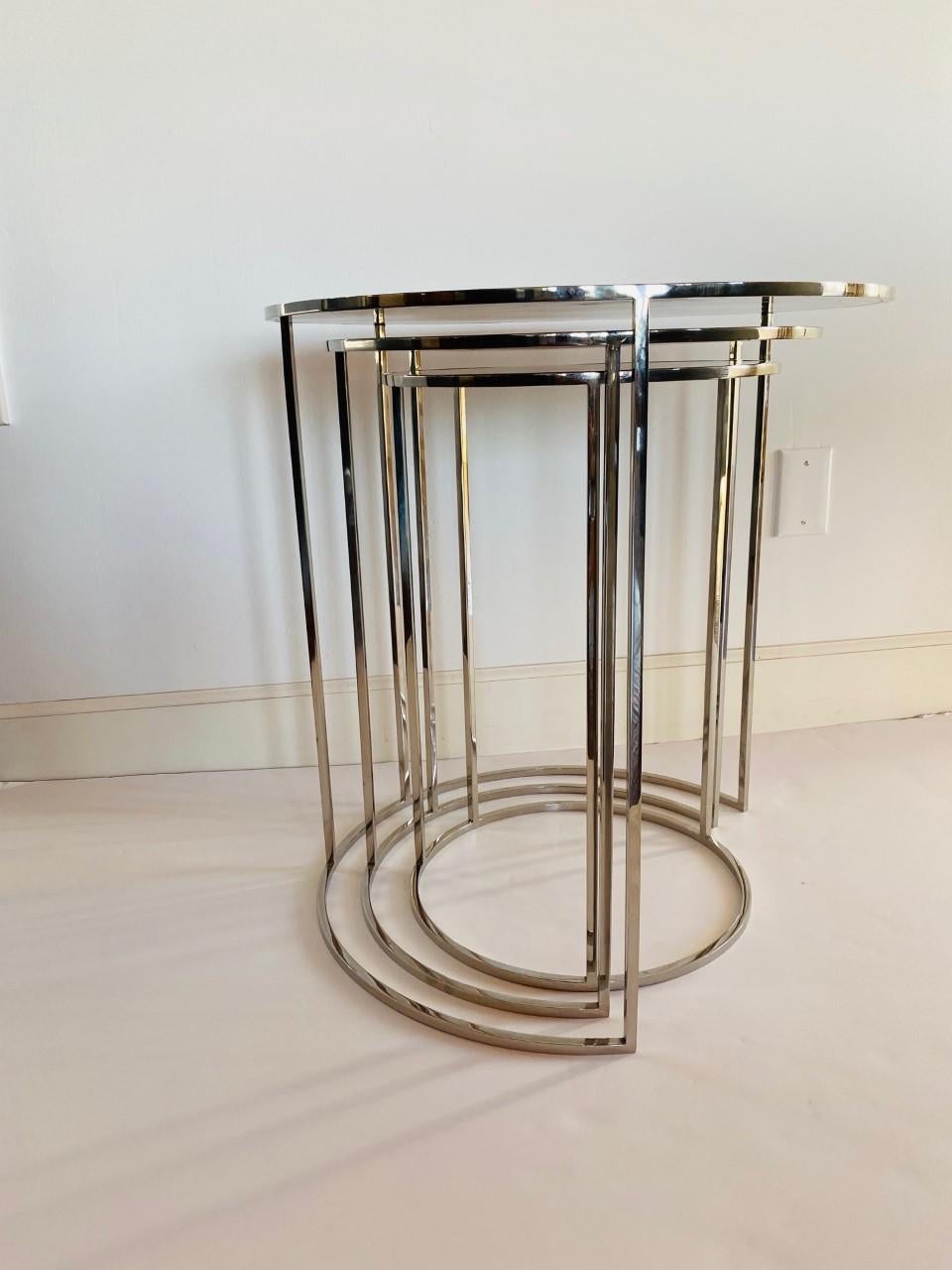 Steel Contemporary Nesting Side Tables For Sale
