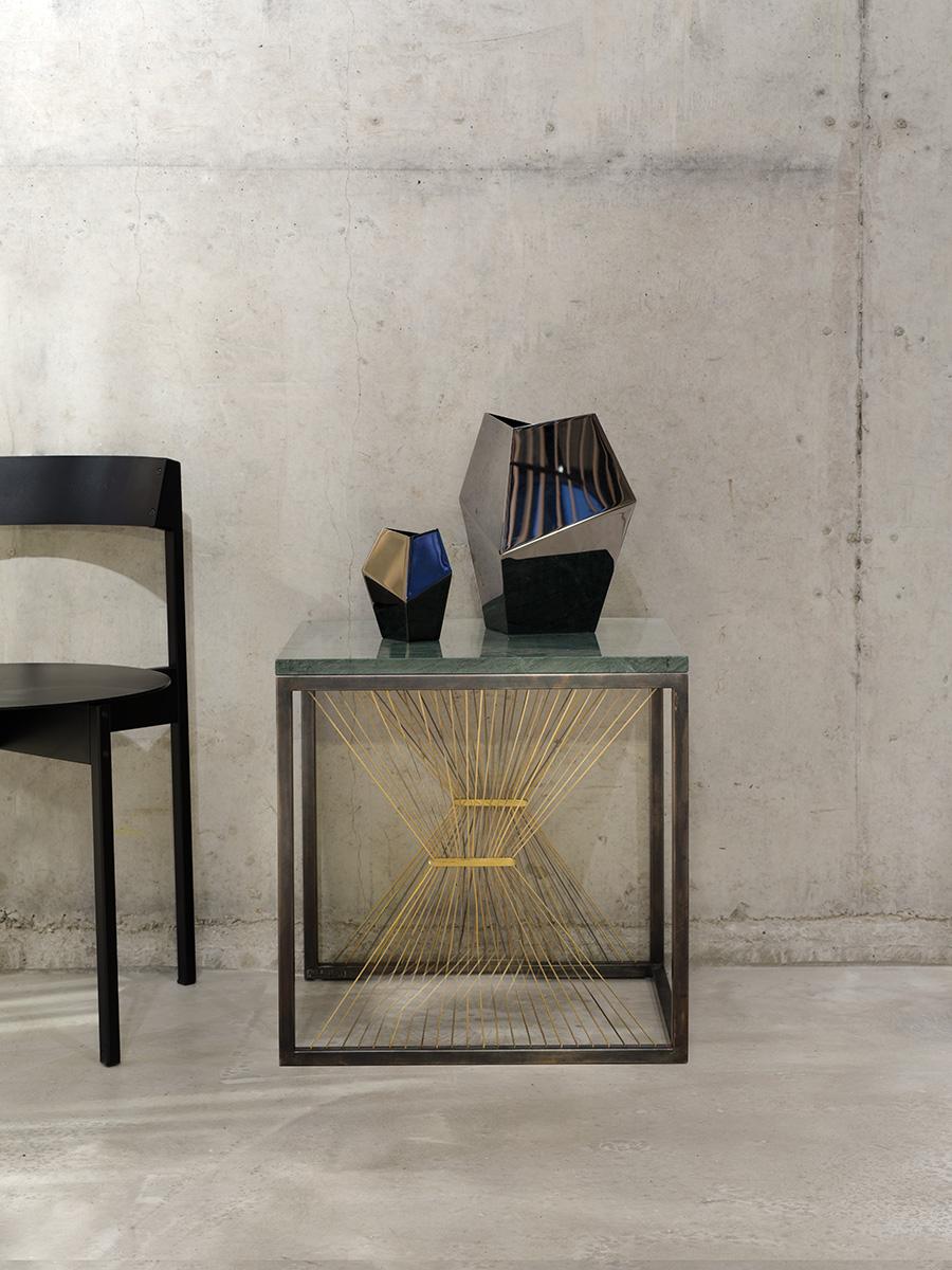 Modern Contemporary Nesting Tables with Marble, Brass and Steel, Handmade in Italy For Sale