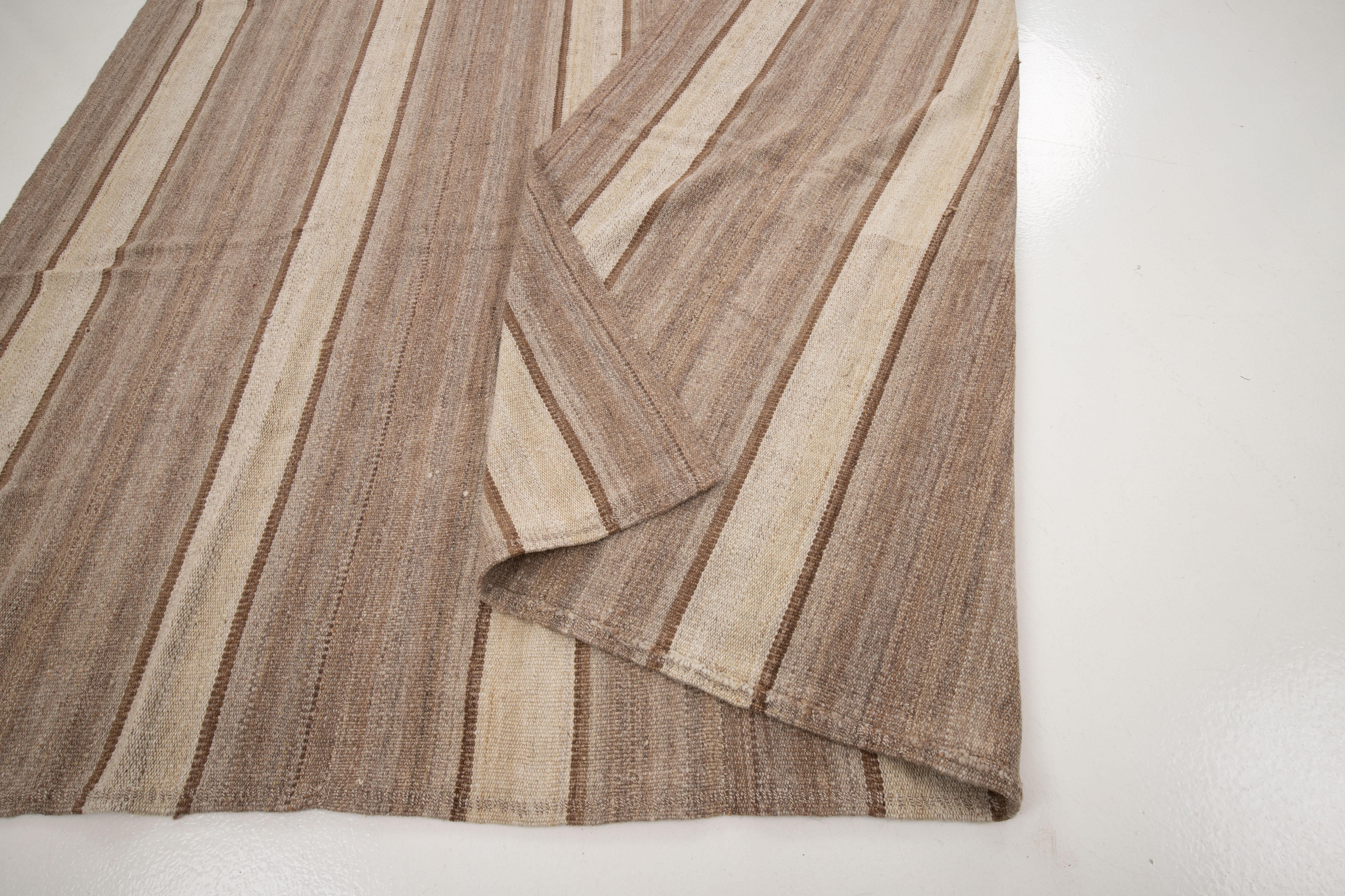 Contemporary Neutral Anatolian Kilim For Sale 5