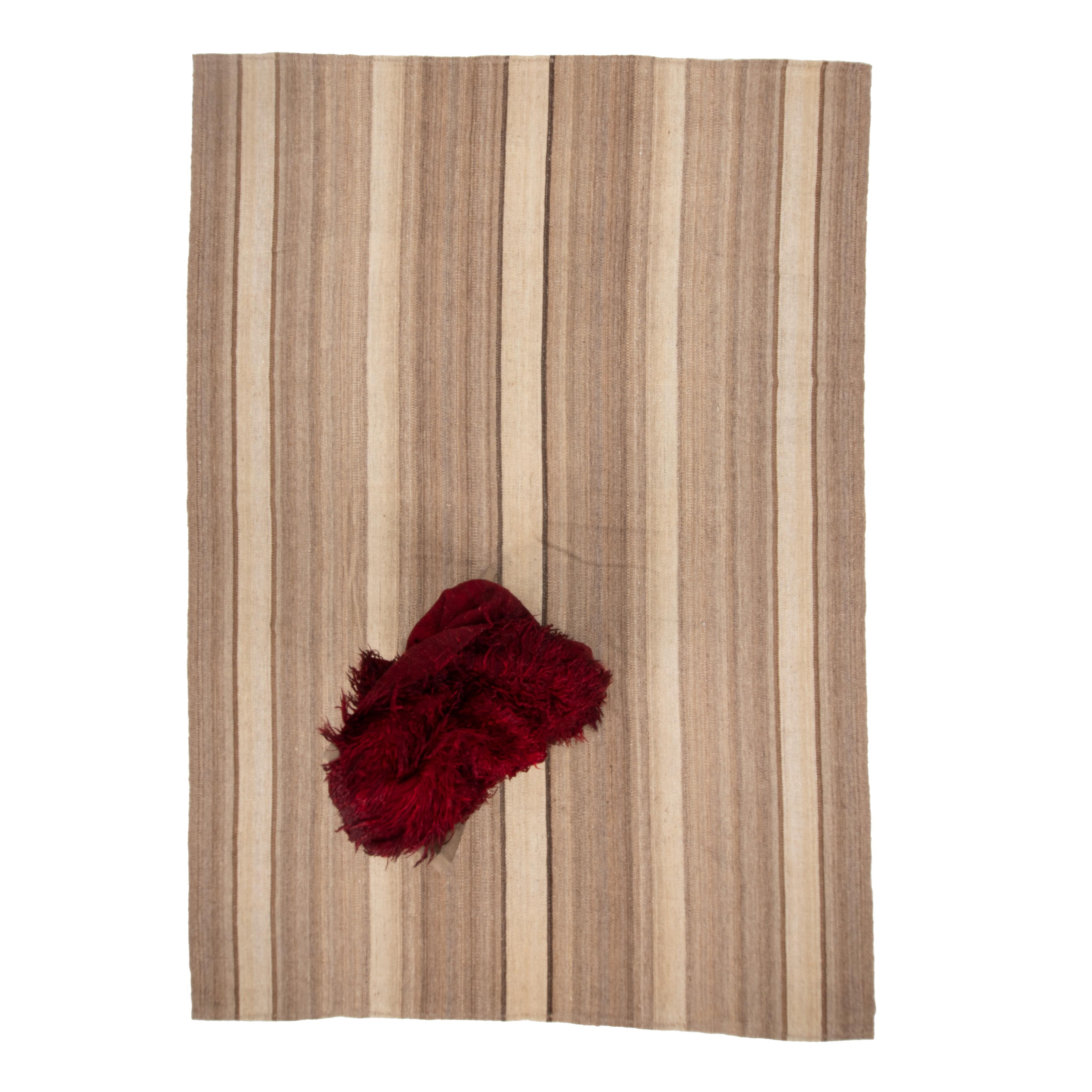 Hand-Woven Contemporary Neutral Anatolian Kilim For Sale