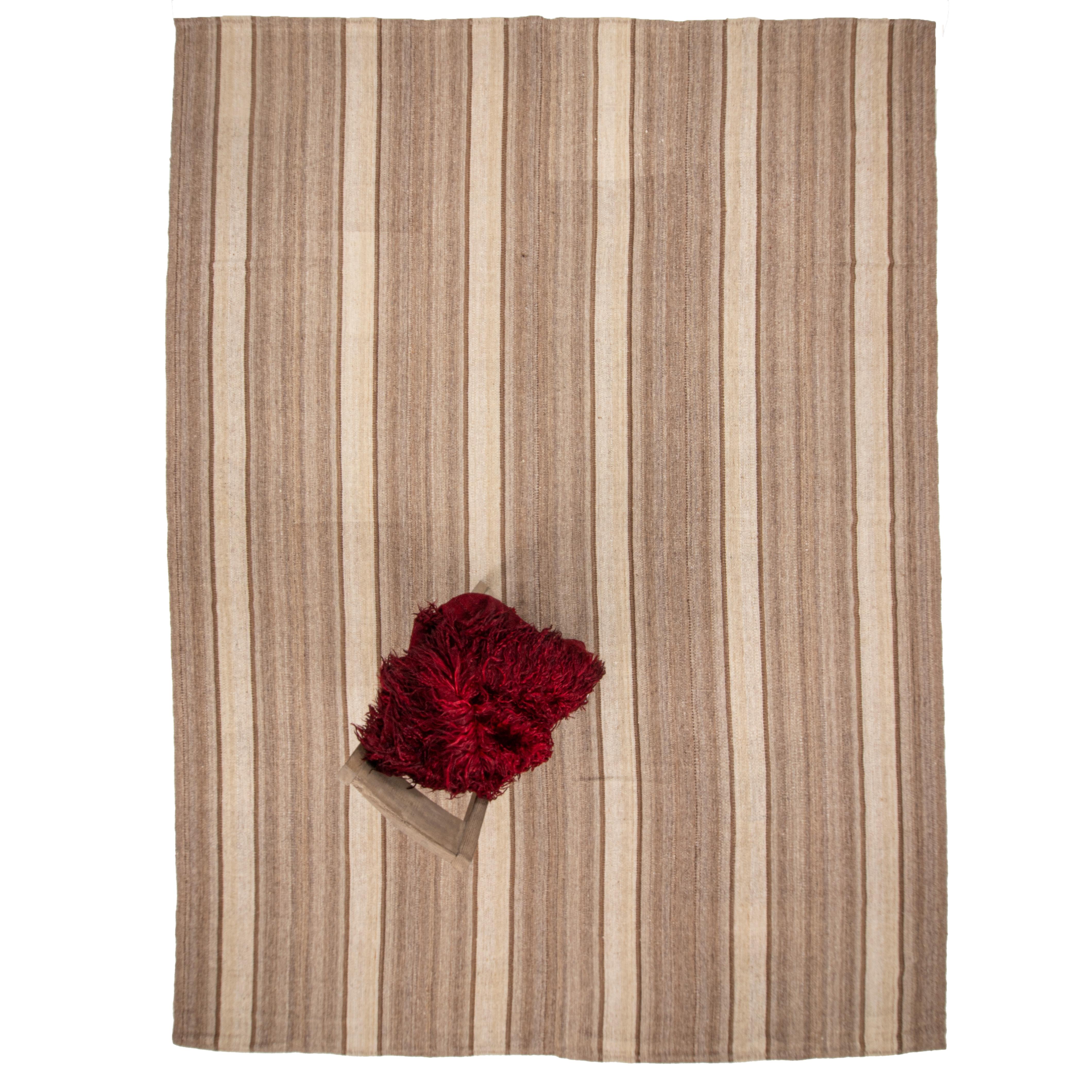 Tessuto a mano Kilim anatolico neutro contemporaneo in vendita