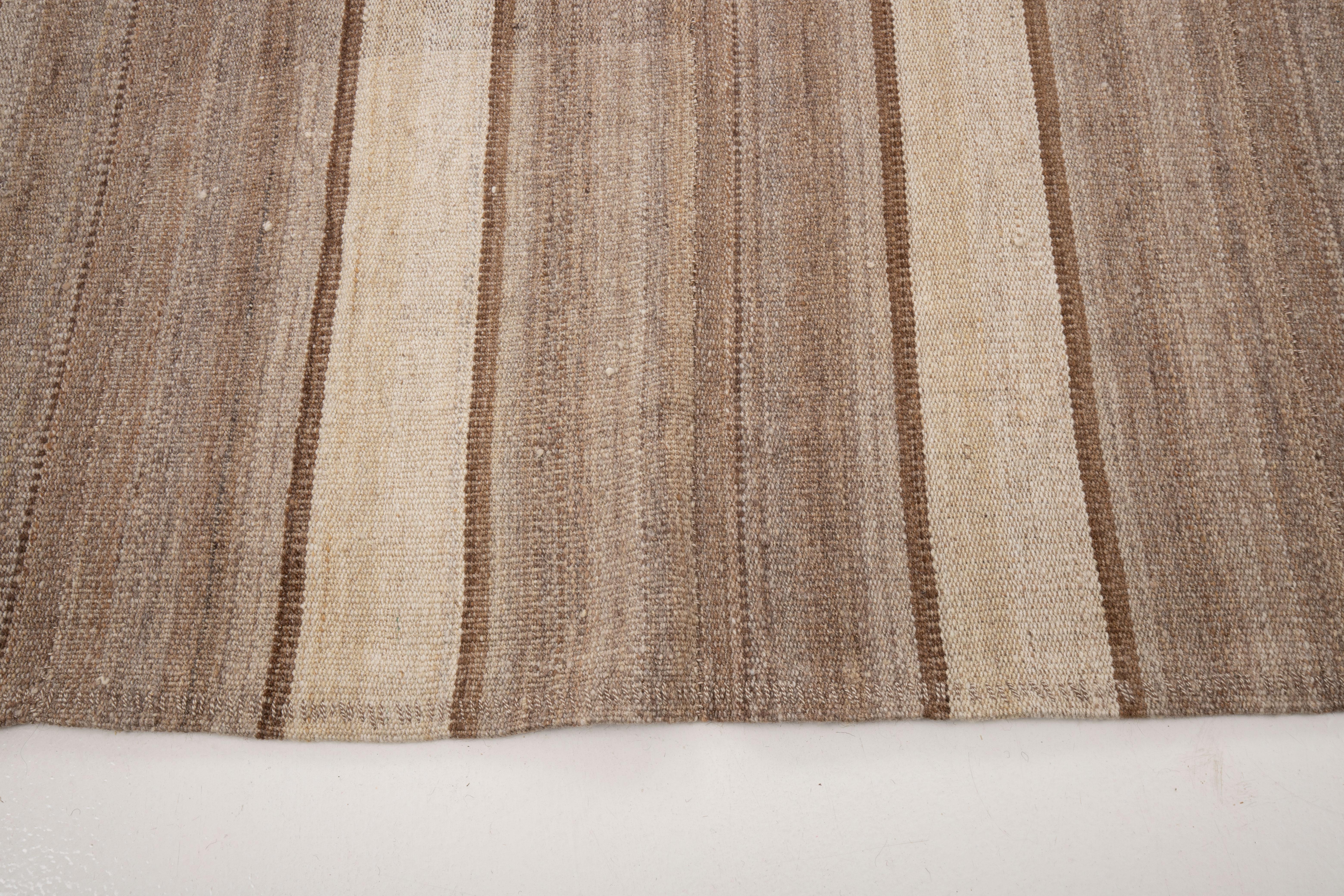 Wool Contemporary Neutral Anatolian Kilim For Sale