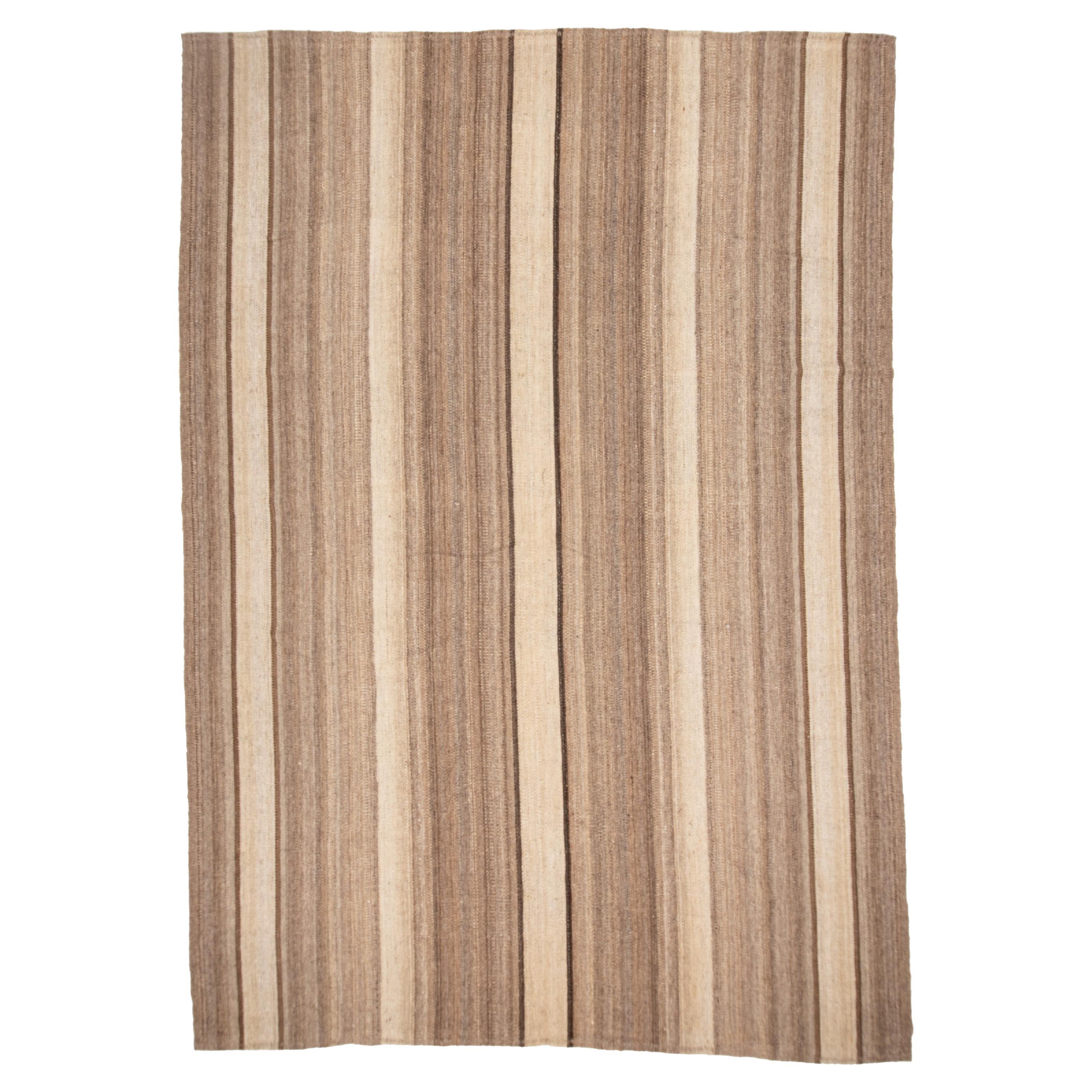 Kilim neutro contemporáneo de Anatolia