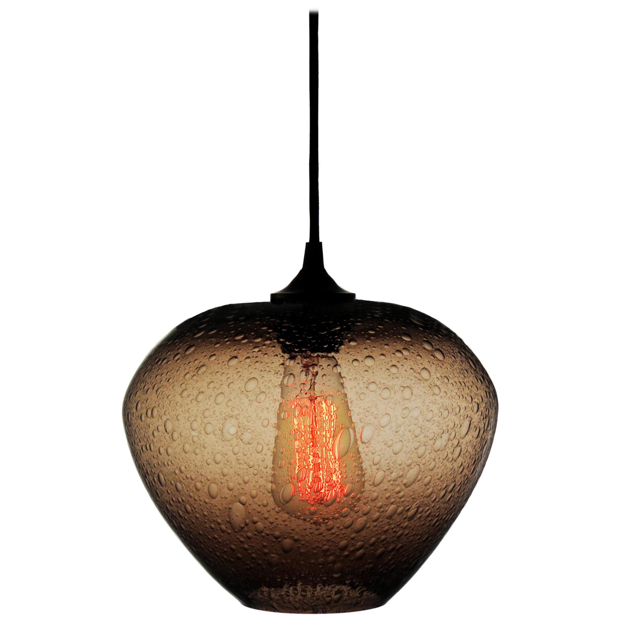 Contemporary Neutral brown Hand Blown Pendant Lamp in Rustic Finish For Sale