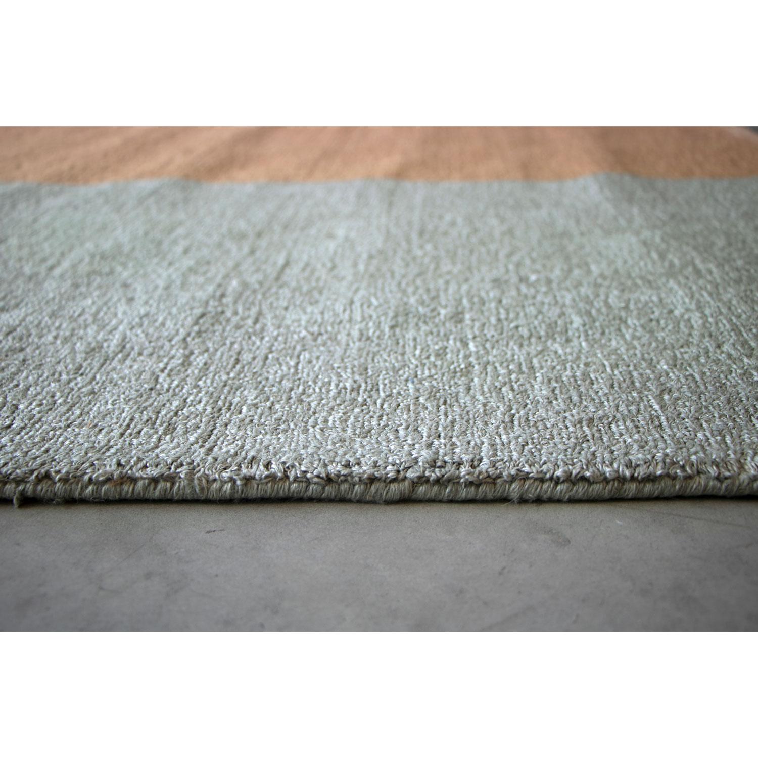 Indian 21st Cent Neutral Tones Natural Linen Rug by Deanna Comellini 150x250cm For Sale