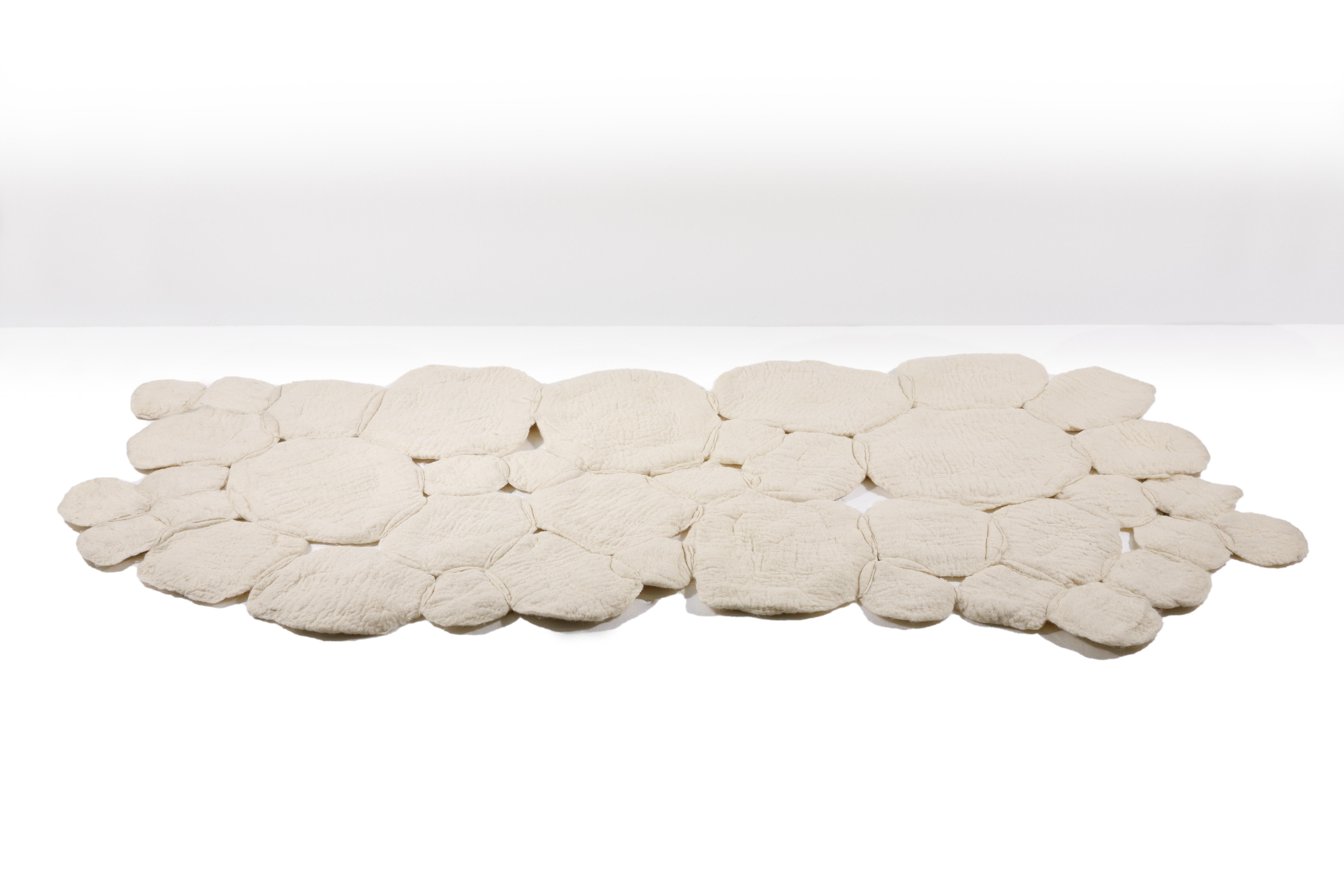 Brazilian Contemporary “Nevoeiro” Felted Wool Blanket or Rug by Inês Schertel, Brazil 2019