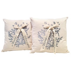 Contemporary & New Pair of "Merry Christmas" Down Filled Decorative Pillows