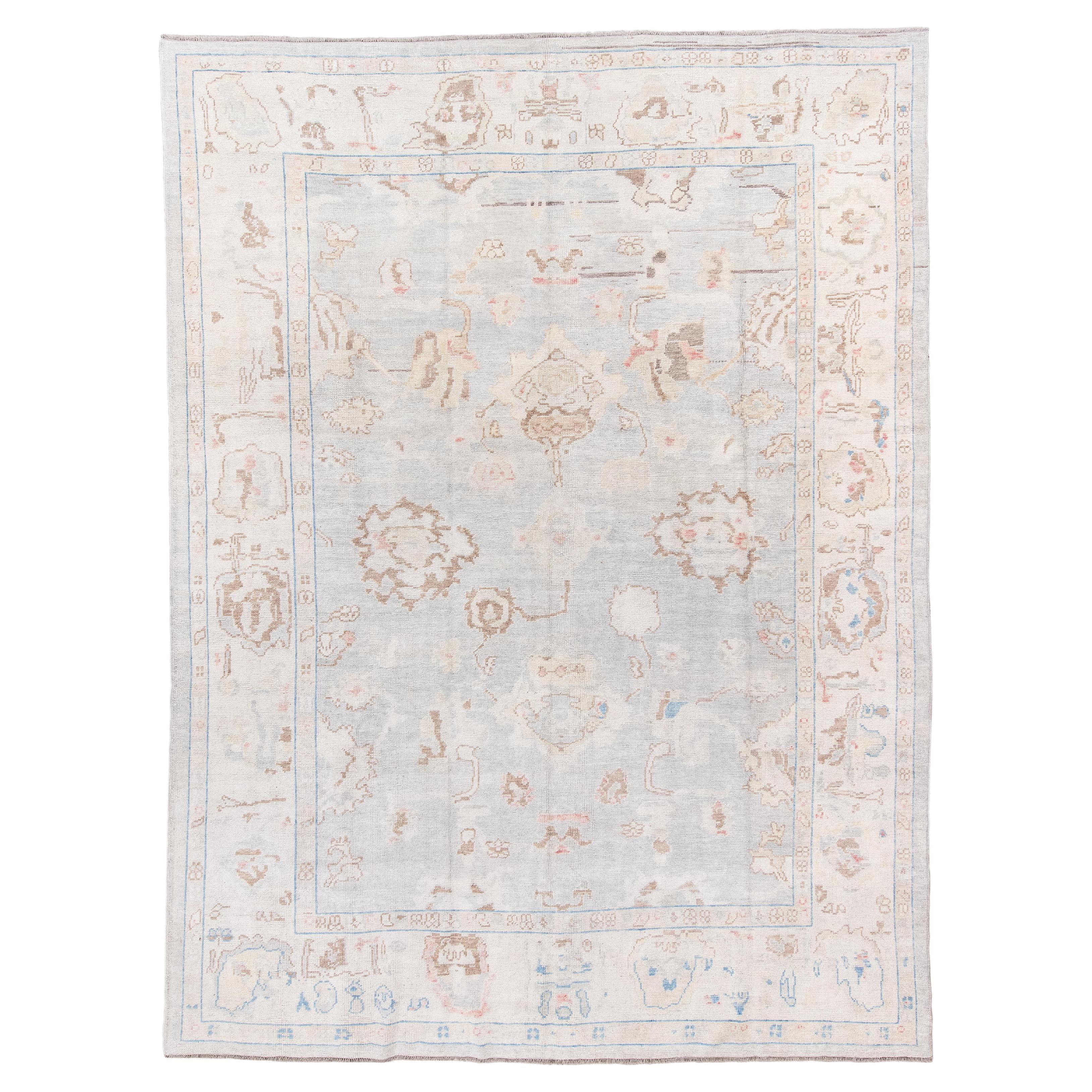 Oushak turco contemporaneo di nuova produzione con ispirazione vintage