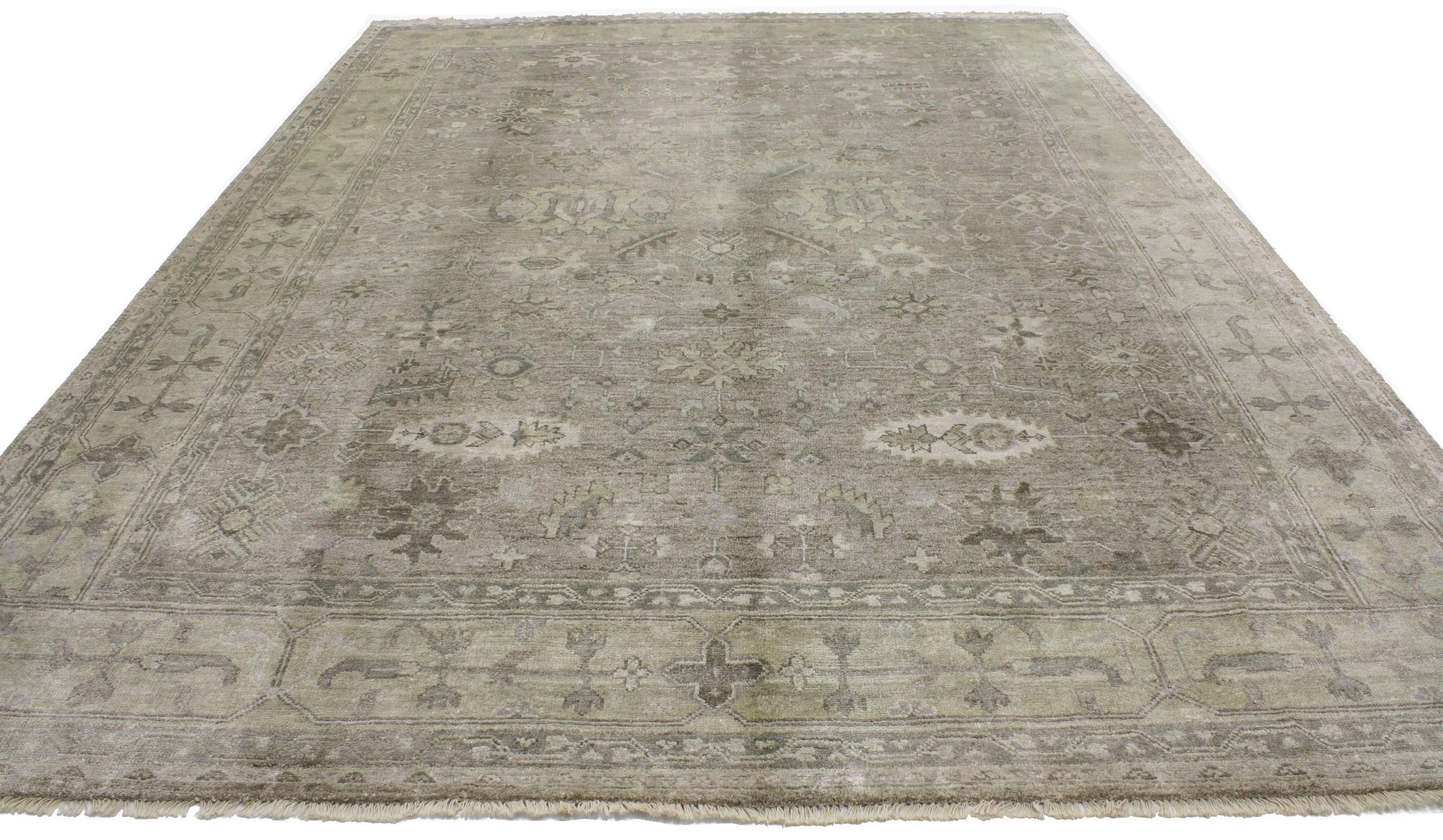 30026, New Contemporary Oushak Style with Coastal Cottage Southern Living Style. Understated with beguiling subtlety of color, this new Oushak style rug soothes the soul and elevates the style of any interior it graces. There is something ethereal
