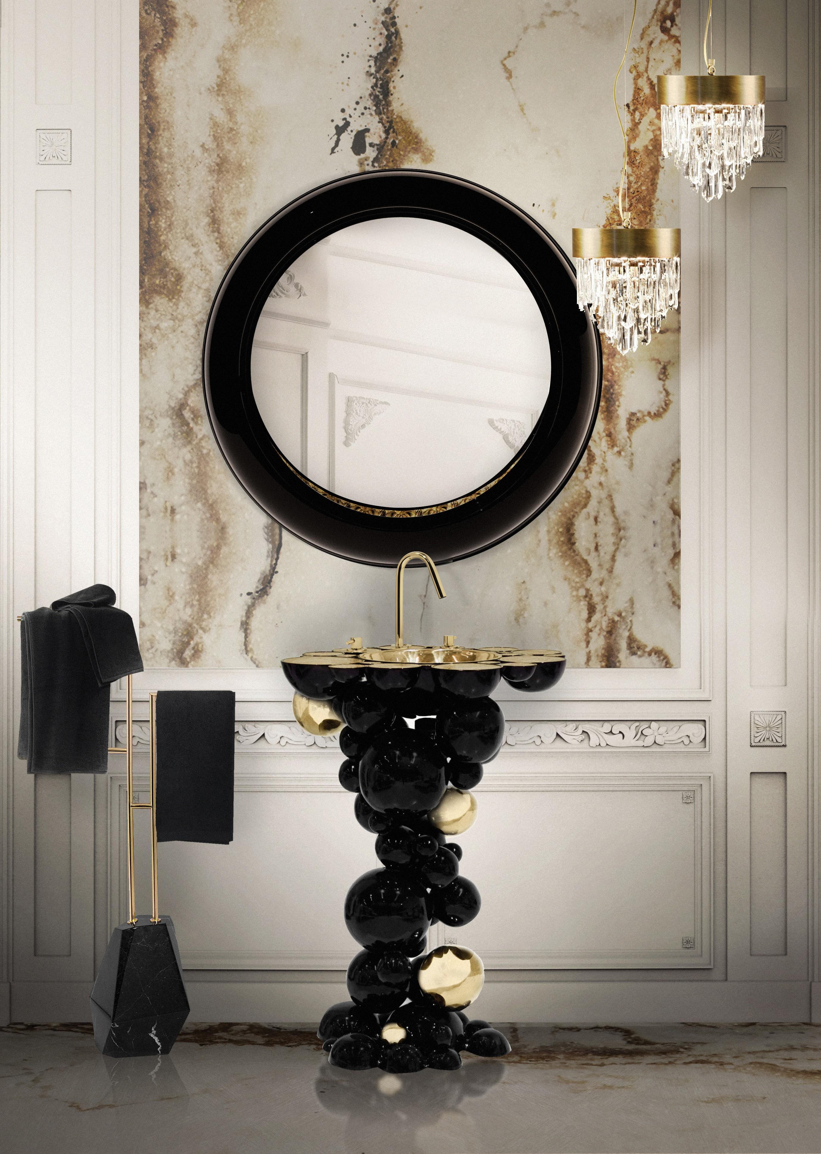 Contemporary Newton In Black Lacquer Freestanding By Maison Valentina For Sale 5