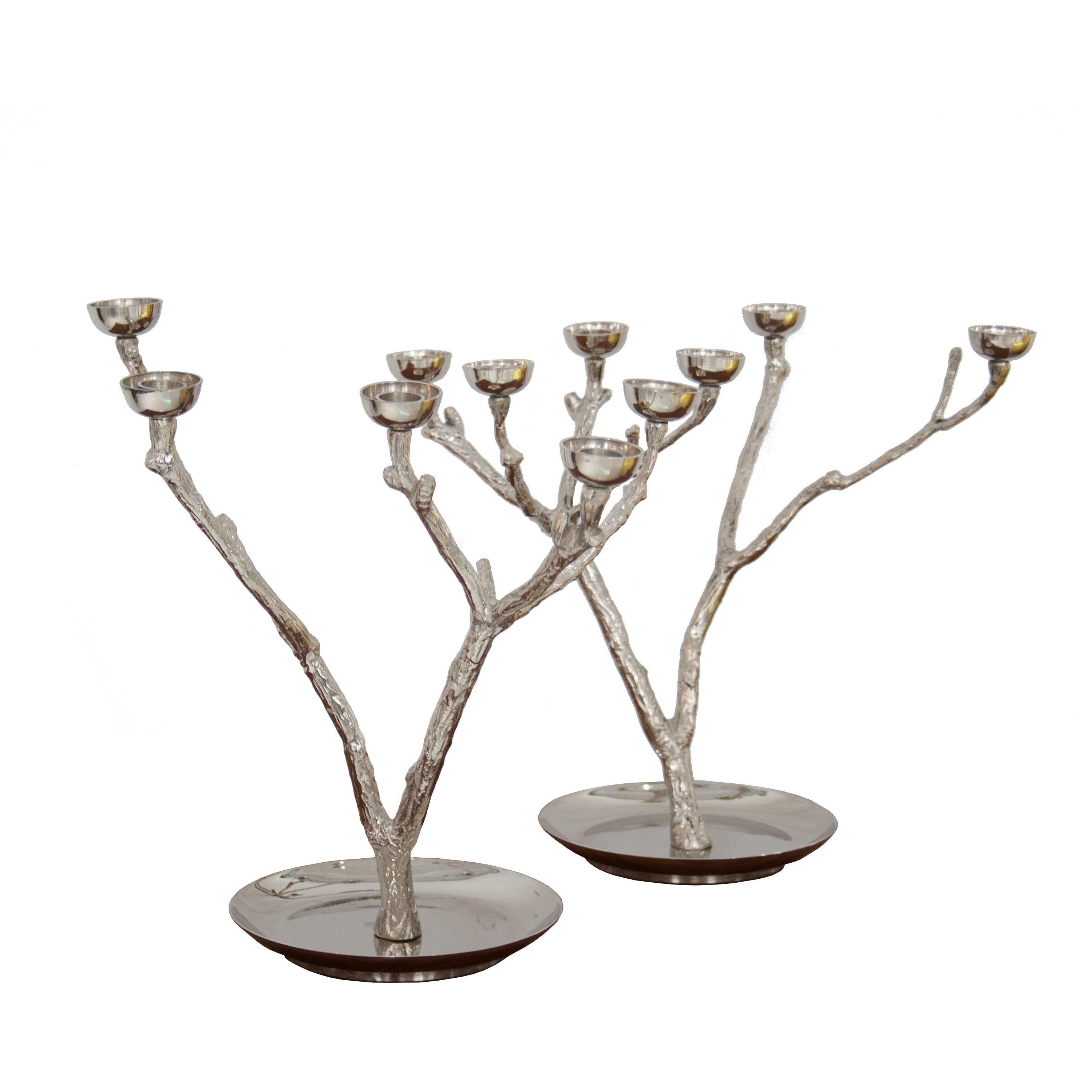 Contemporary Nickel Plated Candle Holder, Netherlands, 2020 In Good Condition For Sale In Madrid, ES