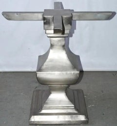 Contemporary Nickel-Plated Iron Pedestal Dining Table Base