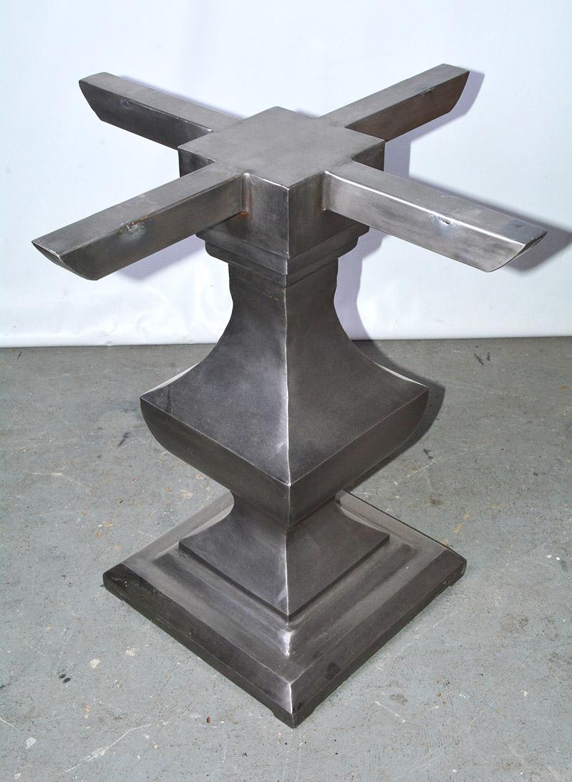 Neoclassical Contemporary Nickel-Plated Iron Pedestal Dining Table Base