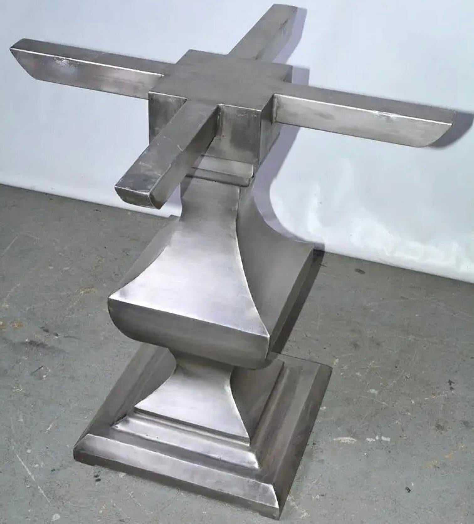 Contemporary Vernickeltes Eisen Pedestal Esstisch Basis (Niederländisch) im Angebot