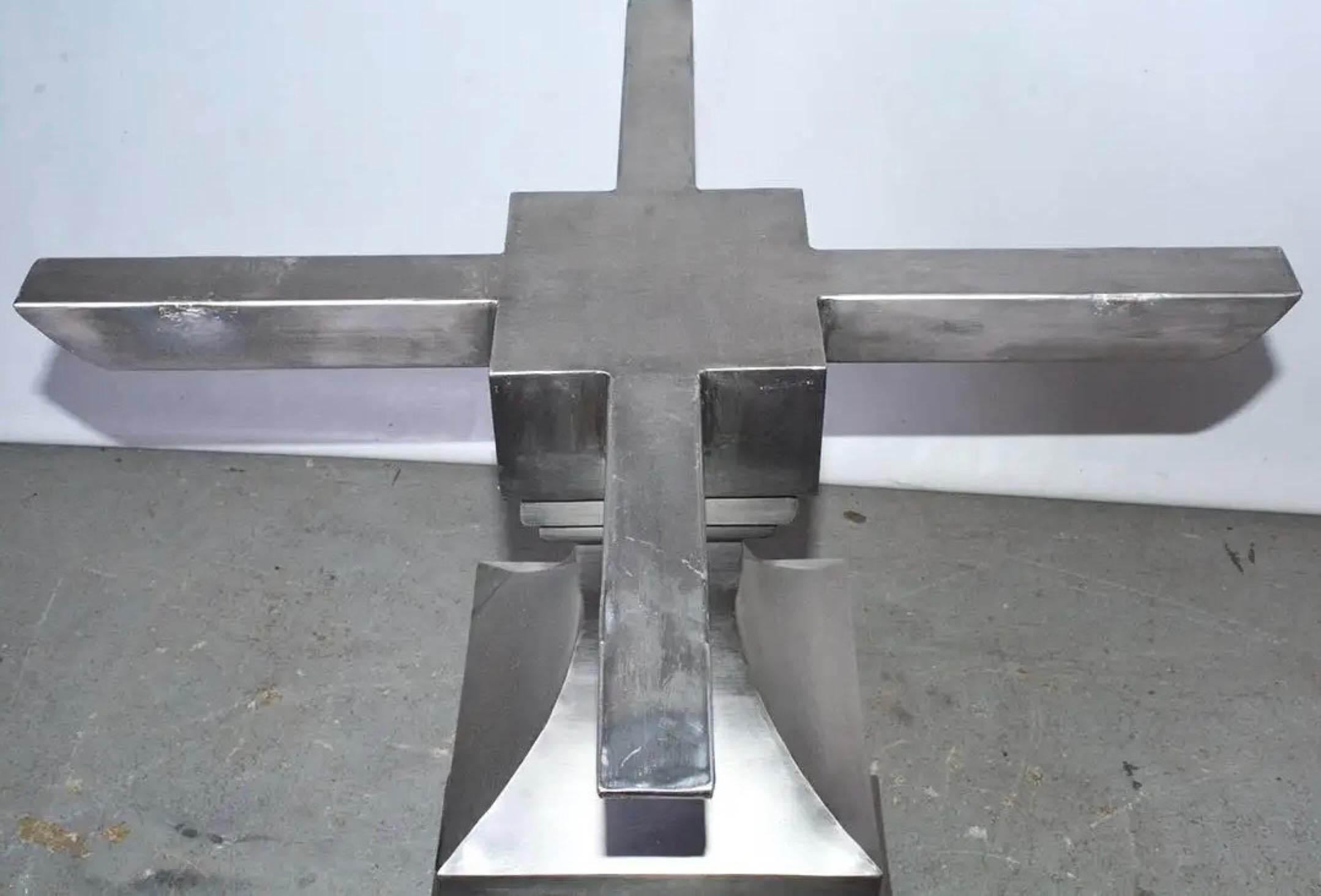 Contemporary Vernickeltes Eisen Pedestal Esstisch Basis im Zustand „Neu“ im Angebot in Sheffield, MA