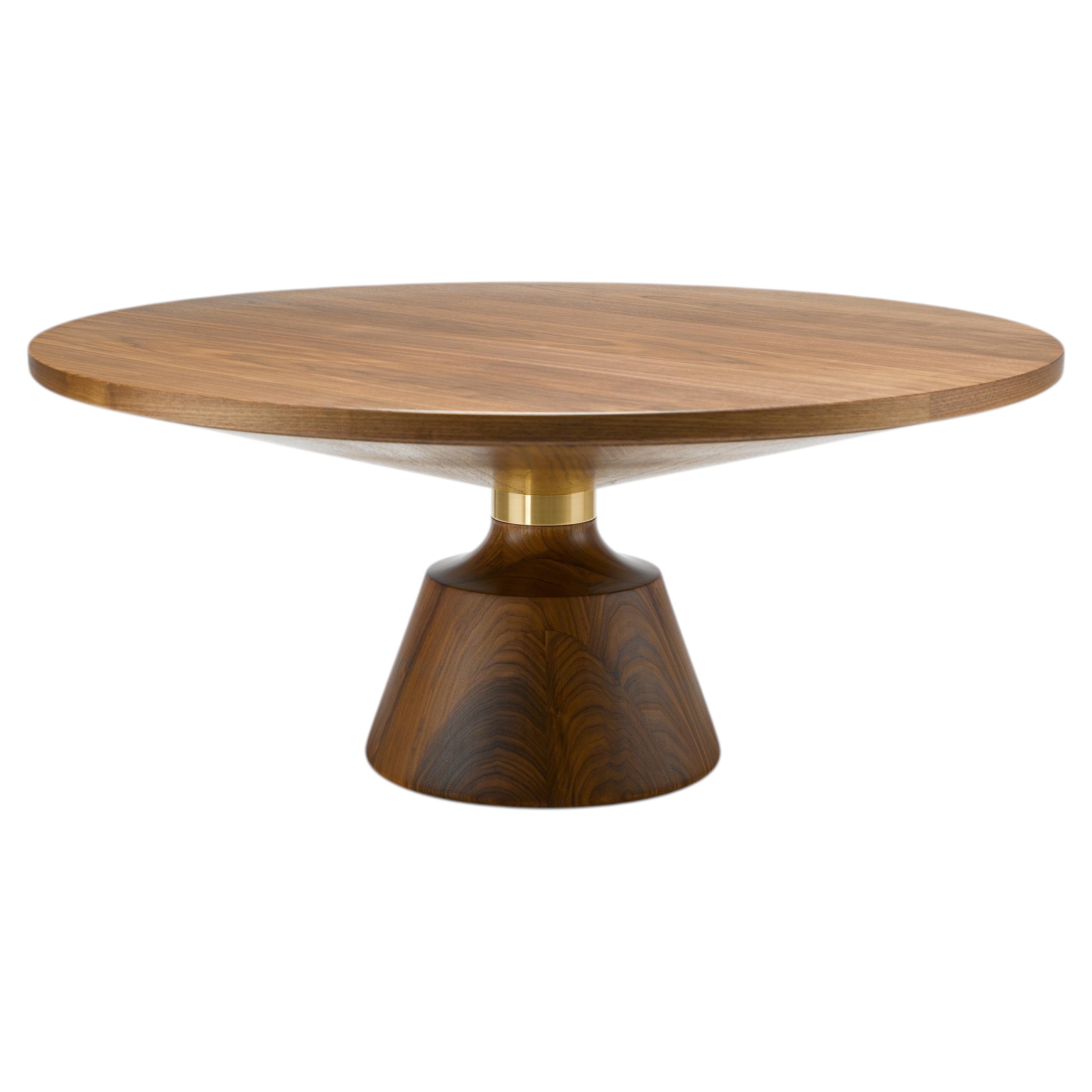 Table basse contemporaine Nicole en noyer et laiton