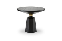 Contemporary Nicole II Occasional Table in Walnut and Brass